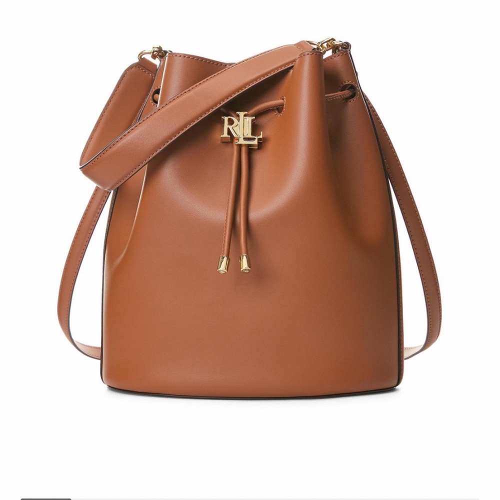 RALPH LAUREN Andie 25 Bucket Drawstring Bag Leather Carryover Red SZ OS MSRP225